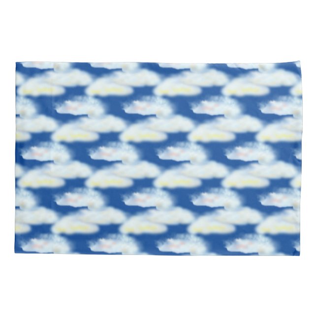 Housse D'oreillers Nuages pastel sur bleu (Dos)