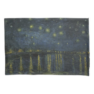 Housse D'oreillers Nuit étoilée sur le Rhône, peinture à l'huile Van 