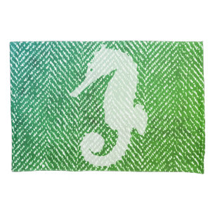 Housse D'oreillers Ocean Hues Herringbone & White Sehorse