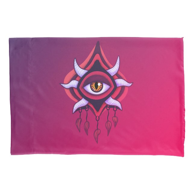 Housse D'oreillers Oeil Démon Violet - Art Occulte Gothique (devant)