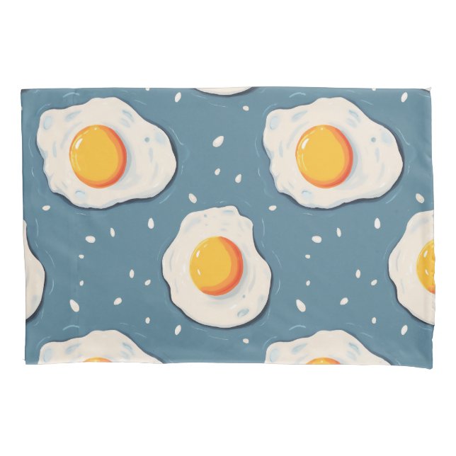 Housse D'oreillers Oeufs frits sur Motif bleu (devant)