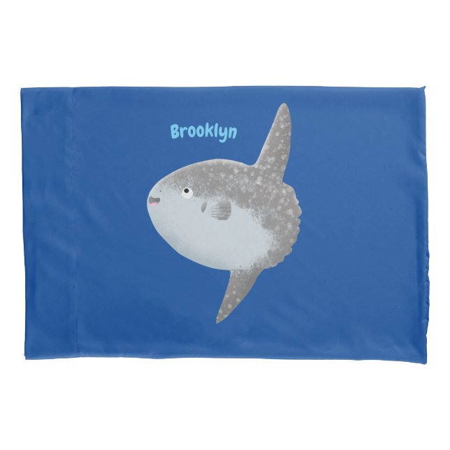 Housse D'oreillers Oiseau de mer mola mola mignonne caricature (devant)