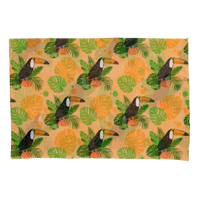 Housse D'oreillers Oiseau tropical Toucan Motif sans couture (devant-gauche)
