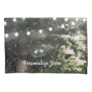 Housse D'oreillers Oiseaux de l'amour + Arbre de pin Nuit Fantaisie N