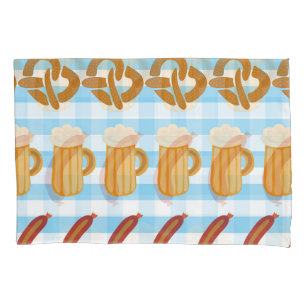 Housse D'oreillers Oktoberfest : bière, bretzel, motif de saucisses