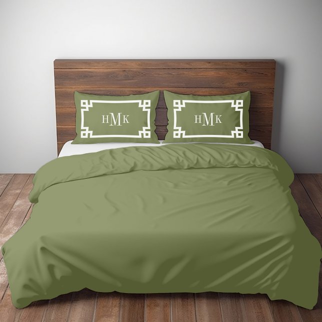 Housse D'oreillers Olive Green Grèce clé Monographie standard (Créateur téléchargé)