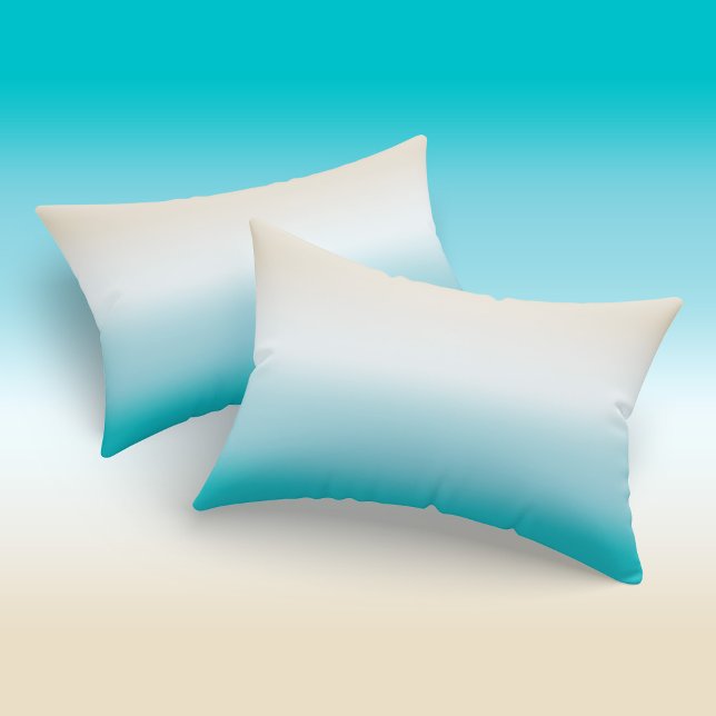 Housse D'oreillers Ombre Beach Sand Blanc Turquoise Gradient (Ombre Beach Sand White Turquoise Gradient Pillow Case)