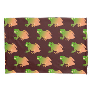 Housse D'oreillers Ombre couleur bloc grenouille sur brun