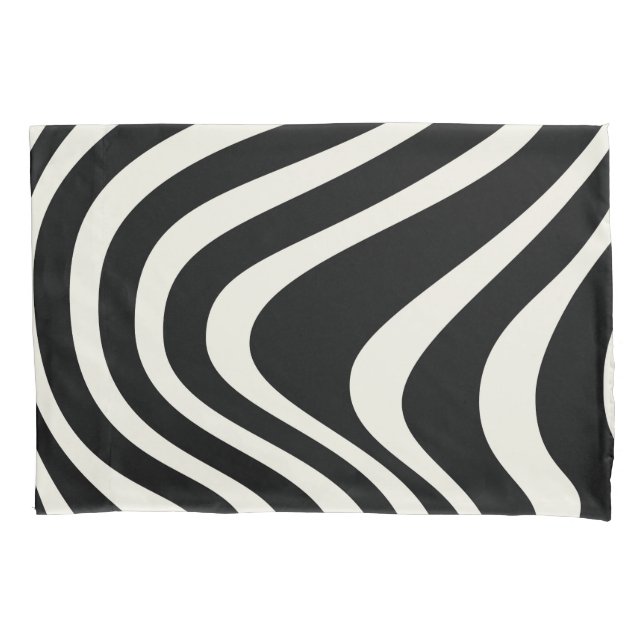 Housse D'oreillers Ondes de style rétro noir et blanc (devant)