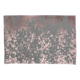 Housse D'oreillers or rose de faux élégant et traçages gris