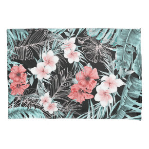 Housse D'oreillers Or rose tropical botanique paradis insulaire chic