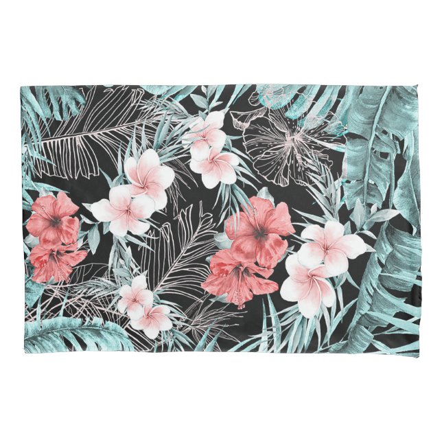 Housse D'oreillers Or rose tropical botanique paradis insulaire chic (devant)