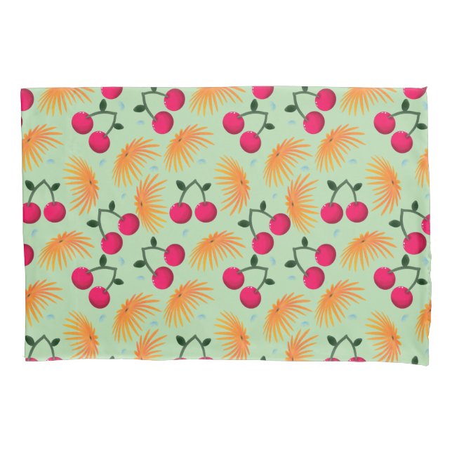 Housse D'oreillers Orange Floral Cherry Pattern | Cute Girly Fruit   (devant)