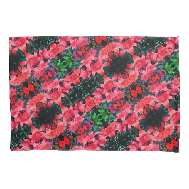Housse D'oreillers Orange Lily Flowers Abstrait Art Motif (devant)