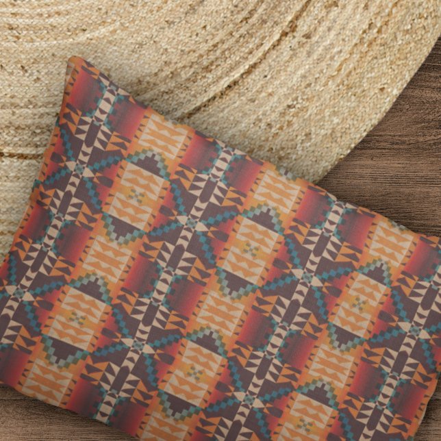 Housse D'oreillers Orange Rouge Brown Turquoise Bleu Mosaïque Tribal  (Créateur téléchargé)