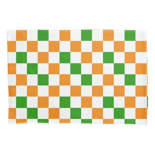 Housse D'oreillers Orange White Green Checkered Pattern Design  (devant)