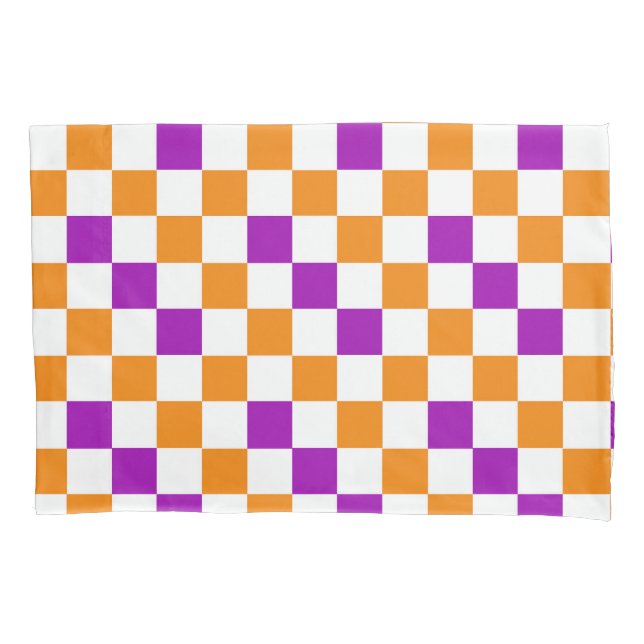 Housse D'oreillers Orange White Purple Checkered Pattern Design  (devant)