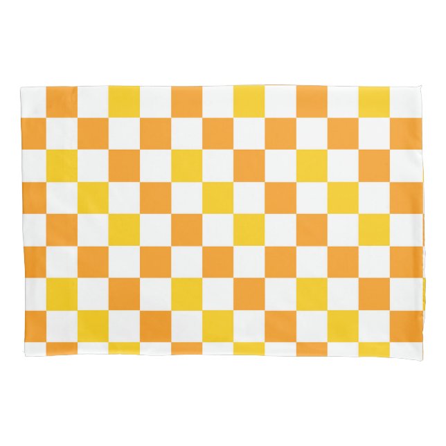 Housse D'oreillers Orange White Yellow Checkered Pattern Design  (devant)