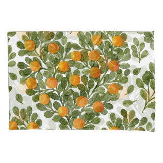 Housse D'oreillers Oranges cardiaques : Branches vertes Amour.