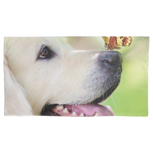 Housse D'oreillers Oreiller À Lancer Du Labrador Et Du Papillon (devant)