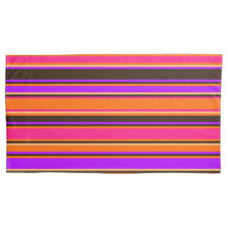 Housse D'oreillers Oreillère à rayures orange, magenta et violet