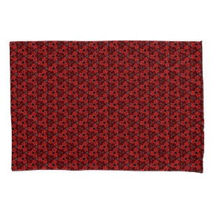 Housse D'oreillers Oreillère de spectacle Floral Rouge et Noir