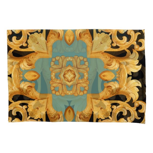 Housse D'oreillers Ornement baroque doré éléments 3D (devant)