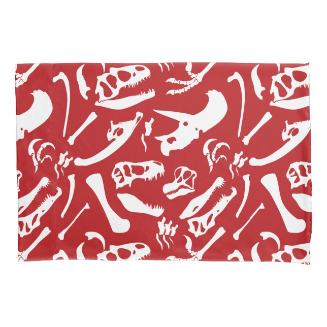 Housse D'oreillers Os Dinosaures (Rouge) (devant)