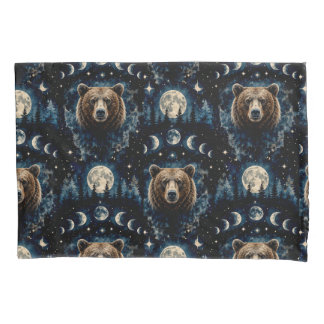 Housse D'oreillers Ours au Clair de Lune Motif Aquarelle | Forêt Céle