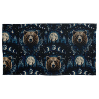 Housse D'oreillers Ours au Clair de Lune Motif Aquarelle | Forêt Céle