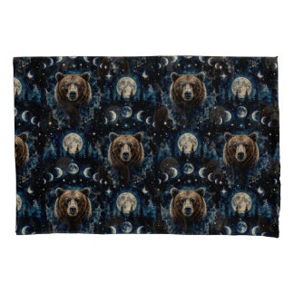 Housse D'oreillers Ours au Clair de Lune Motif Aquarelle | Forêt Céle