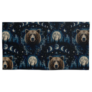Housse D'oreillers Ours au Clair de Lune Motif Aquarelle | Forêt Céle