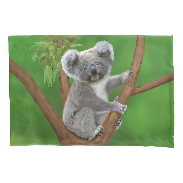 Housse D'oreillers Ours de koala aux yeux bleus de bébé (devant-gauche)