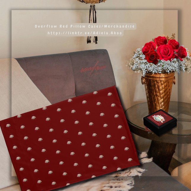 Housse D'oreillers OVERFLOW Red Pillowcases - Adiela Akoo (Overflow Red Pillow Cases by Poet Adiela Akoo. Add matching blanket, lamp & jewelry box. GET IT NOW!)