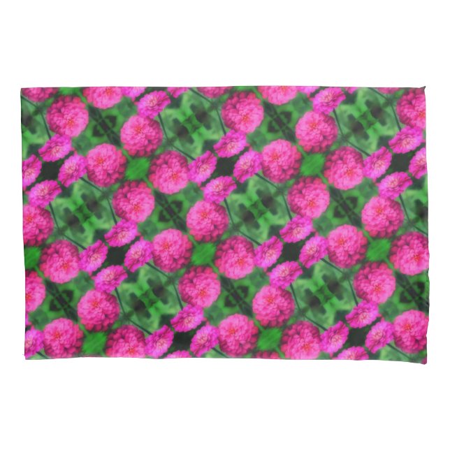 Housse D'oreillers Paire de fleurs rose Zinnia Gros plan Motif Abstra (devant)