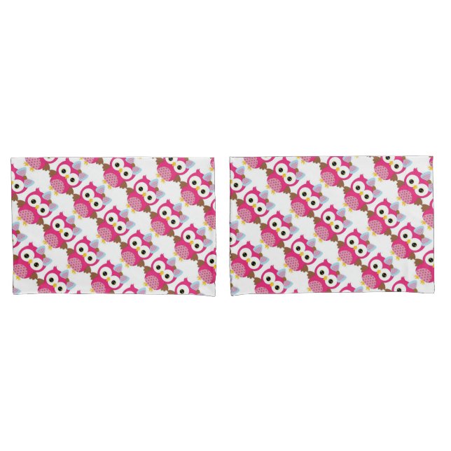 Housse D'oreillers Paire d'oreillers/hibou de taille standard (devant-Set)
