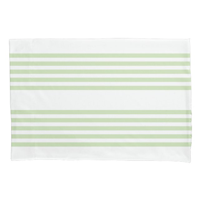 Housse D'oreillers Pale vert et blanc cinq bandes motif (devant)