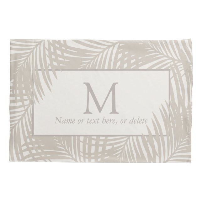 Housse D'oreillers Palm Tropical moderne Feuille Motif Monogramme (Dos)