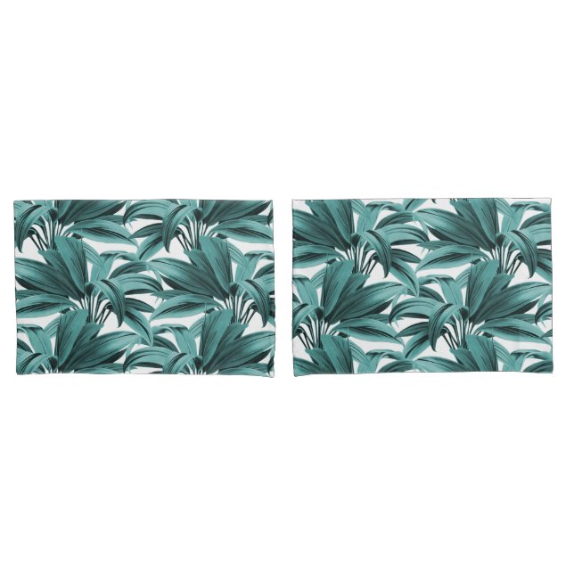 Housse D'oreillers Palme tropicale turquoise (devant-Set)
