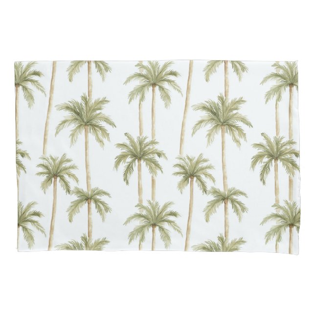 Housse D'oreillers Palmiers blancs verts tropicaux (devant-gauche)