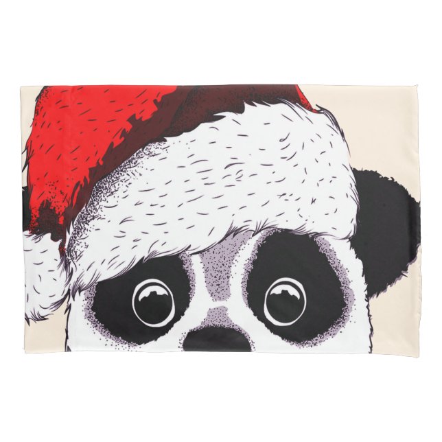 Housse D'oreillers panda mignon et drôle à Noël (devant)