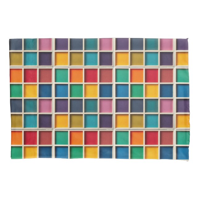 Housse D'oreillers Panneau de grille géométrique coloré (devant)
