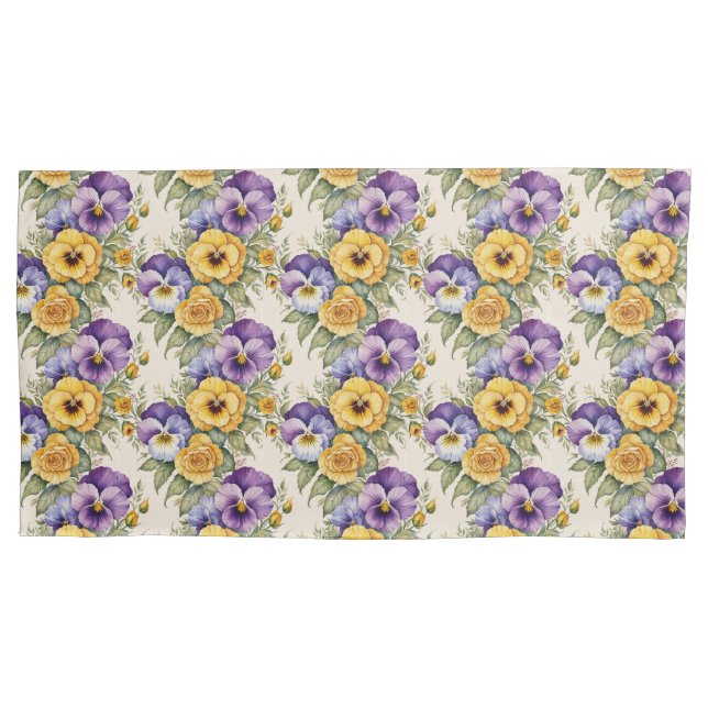 Housse D'oreillers Pansies Moderne Vintage Floral (devant)