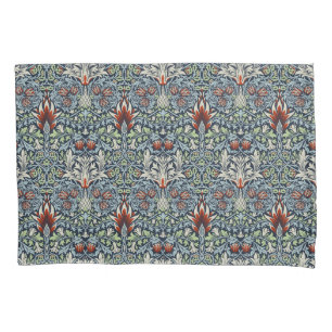 Housse D'oreillers Papier peint floral Morris Navy Blue Snakeshead
