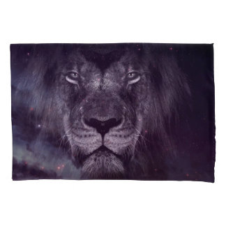 Housse D'oreillers Papier peint Galaxy Lion Face Art