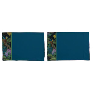 Housse D'oreillers Papier peint Vintage bleu vert découpé Motif