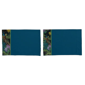 Housse D'oreillers Papier peint Vintage bleu vert découpé Motif