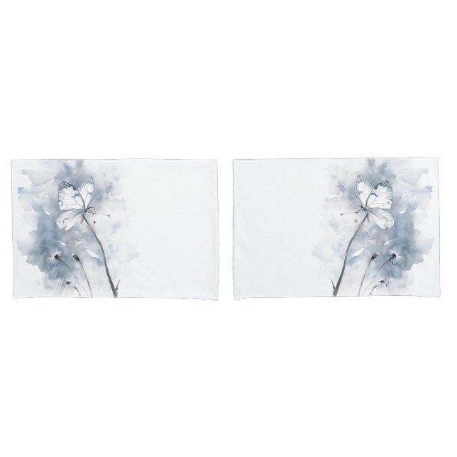 Housse D'oreillers Papillon aquarelle sur Dandelion Breeze (devant-Set)