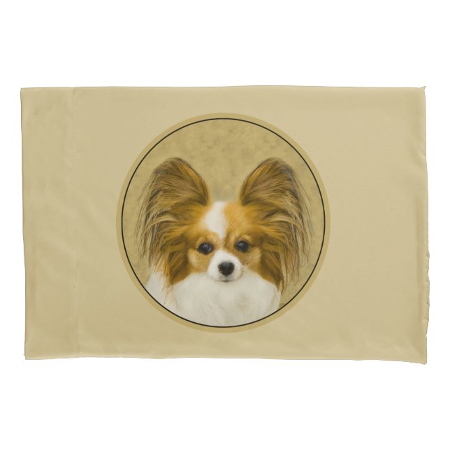 Housse D'oreillers Papillon (Hound Tri) Peinture - Art Chien original (devant)