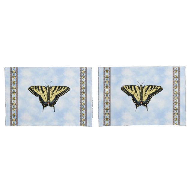 Housse D'oreillers Papillon Southwest Yellow Swallowtail Blue Sky (devant-Set)